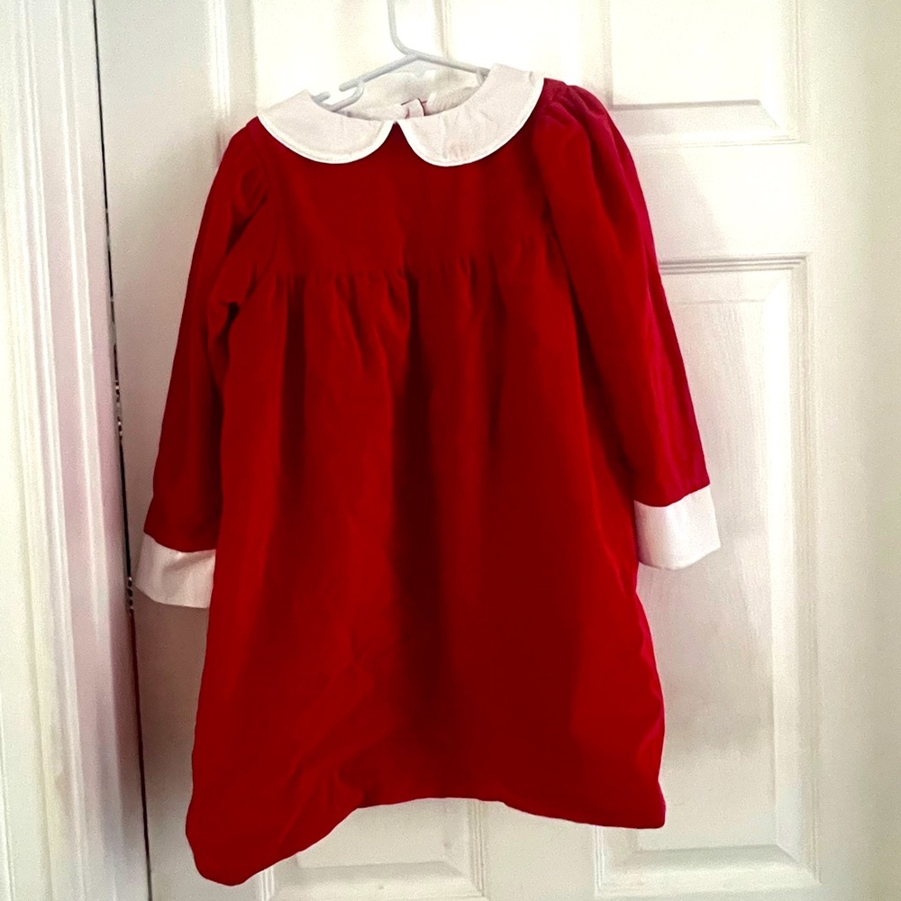 The Beaufort Bonnet Company-Red Velvet Dress with White Collar. NWT. Size 7.